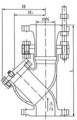 Y型拉桿伸縮過濾器外形尺寸圖 Y型拉桿伸縮過濾器外形尺寸圖