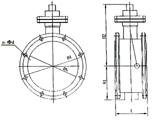 HH49型微阻緩閉蝶式止回閥結(jié)構示意圖 HH49型微阻緩閉蝶式止回閥結(jié)構示意圖